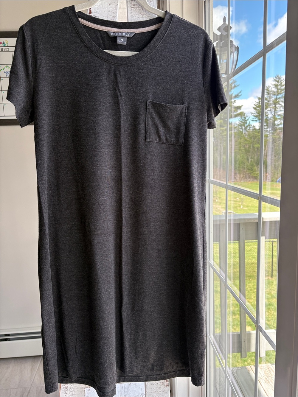 Free Fly Women’s Bamboo Flex Pocket T-shirt Dress, Charcoal Grey, Size Medium